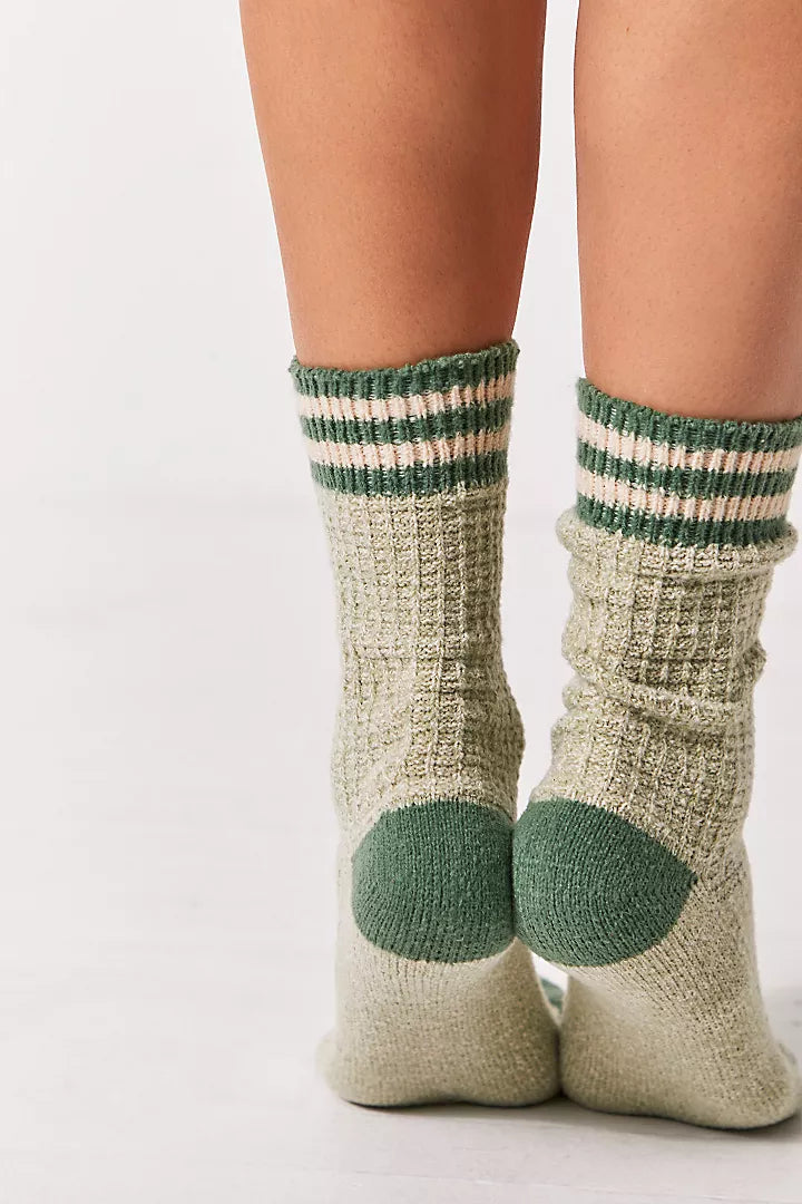 FREE PEOPLE Jackson Cozy Stripe Socks - Sage