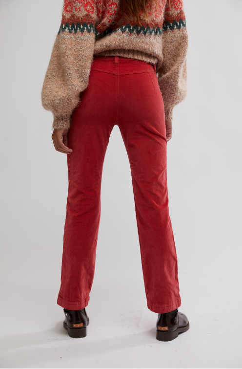 FREE PEOPLE High Time Kick Flare - Red Dahlia