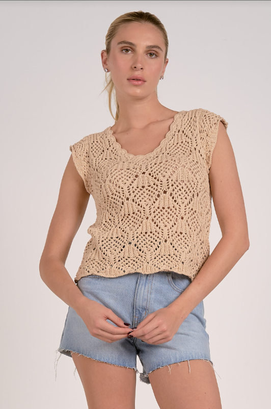 ELAN Sweater Cap Sleeve - Nude