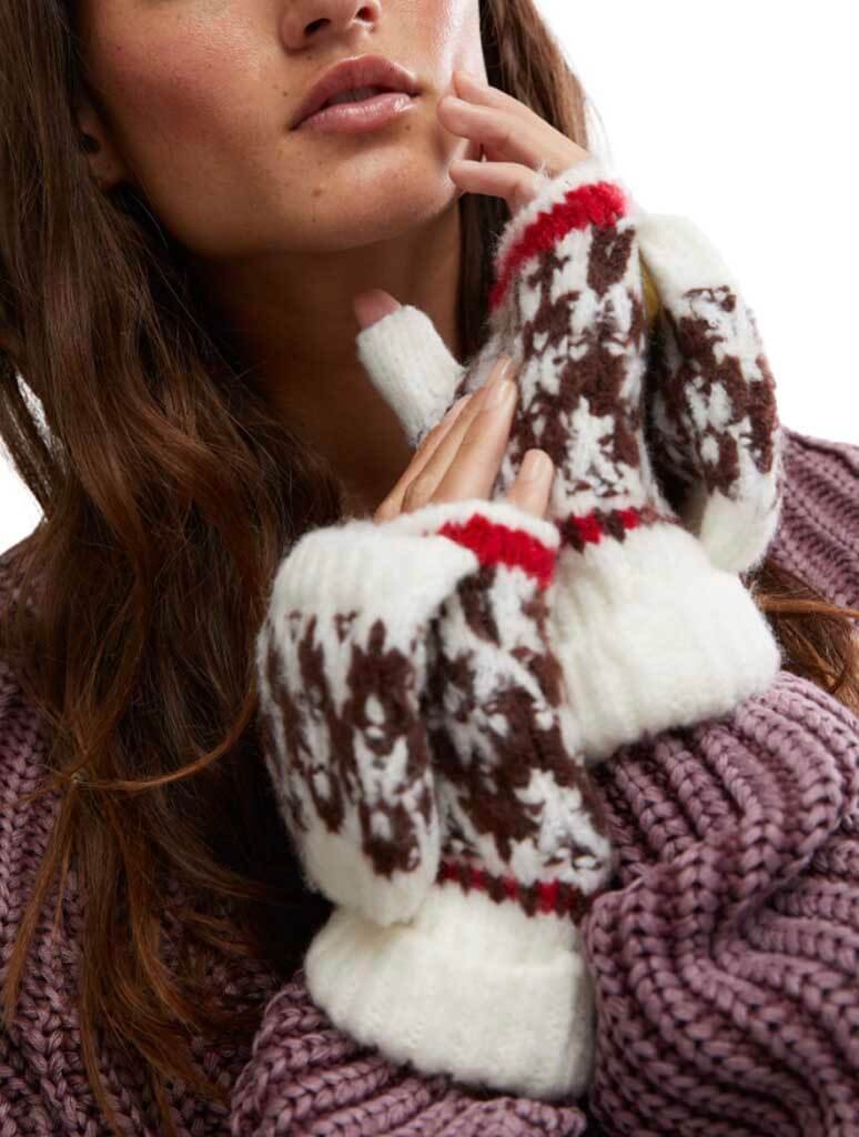 FREE PEOPLE First Frost Fairisle Gloves - Ivory