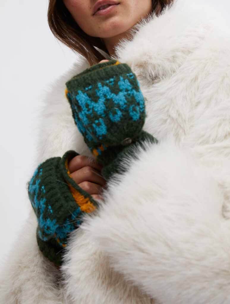 FREE PEOPLE First Frost Fairisle Gloves - Forest