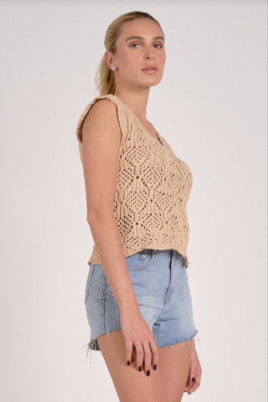 ELAN Sweater Cap Sleeve - Nude