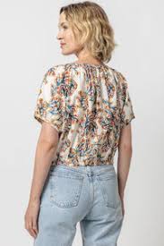 LILLA P Elastic Hem Btn Front Top - Spring Watercolor