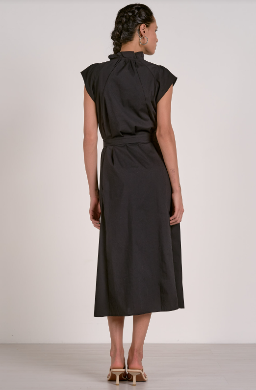 ELAN Maxi Cap Sleeve Dress- Black