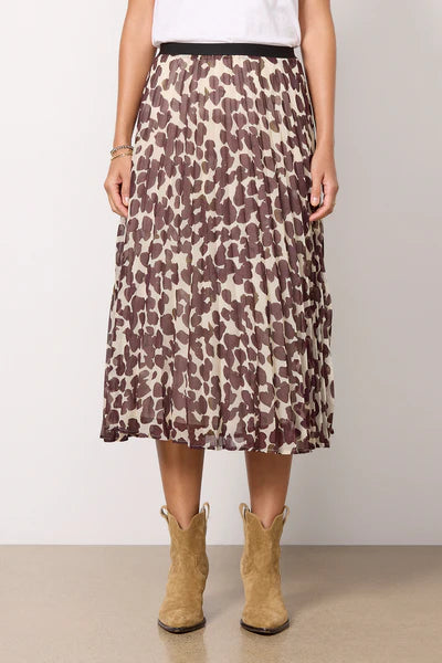 SANCTUARY New Pleated Midi Skirt - Chocolate Spots