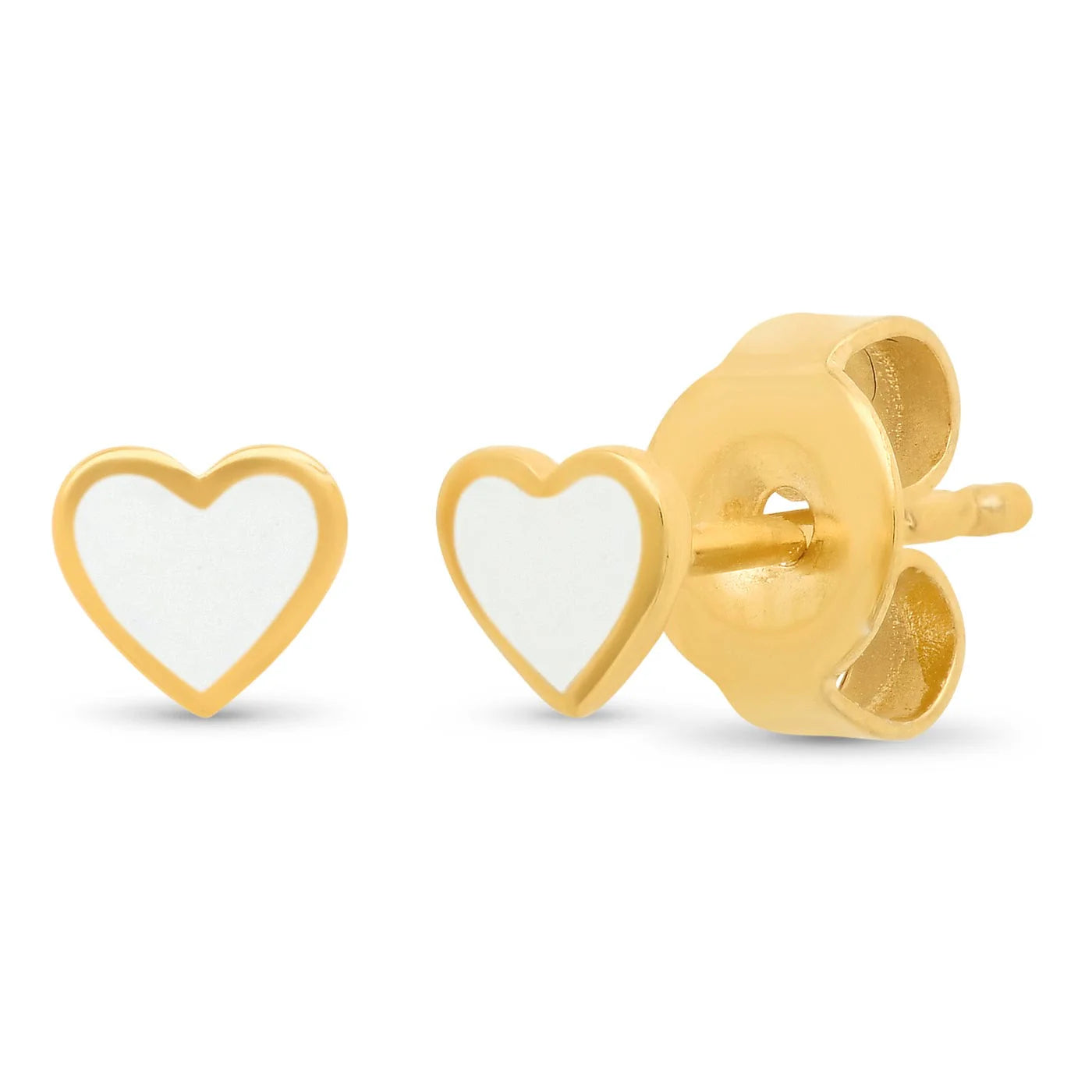 Heart Stud with Enamel - White