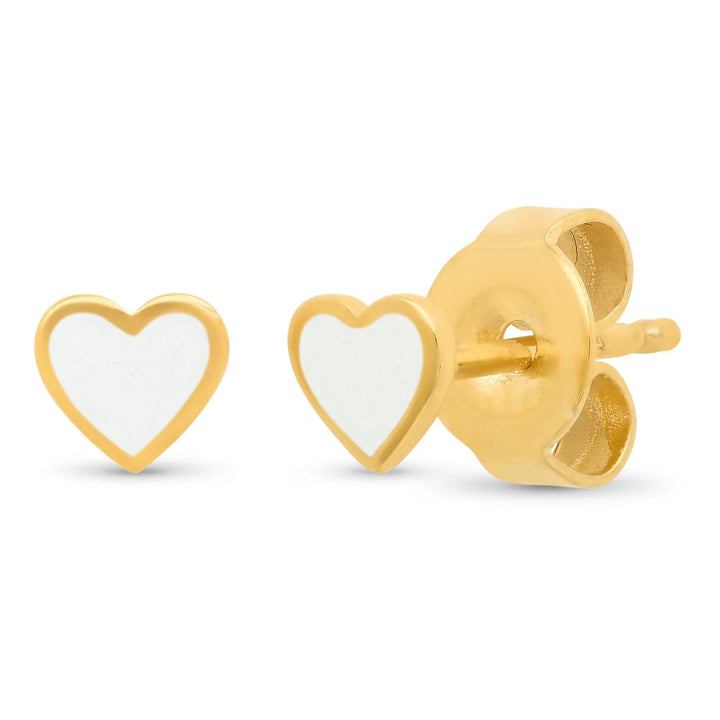 TAI JEWELRY Heart Stud with Enamel - White