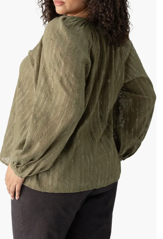 SANCTUARY Shimmer Blouse - Burnt Olive