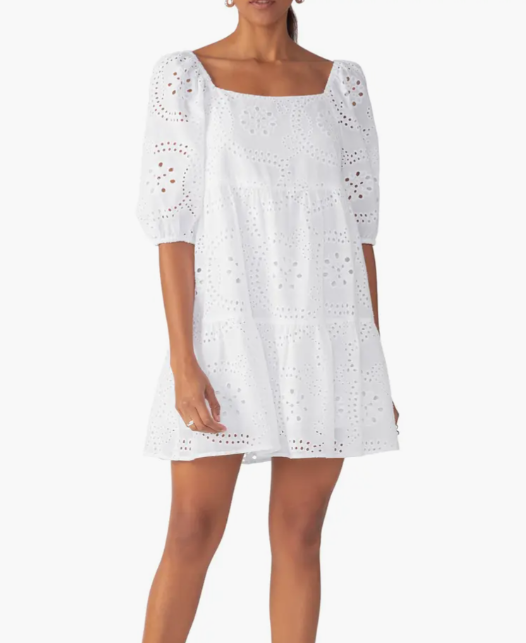 SANCTUARY Weekender Eyelet Babydoll Dress - White